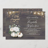 Little Pumpkin Gold Glitzer Fall Baby Shower Einladung (Vorne/Hinten)