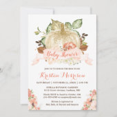 Little Pumpkin Gold Glitzer Fall Baby Shower Einladung (Vorderseite)