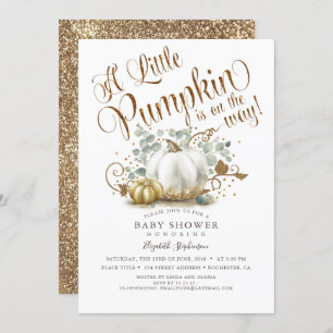Little Pumpkin Gold Glitzer Fall Baby Shower Einladung