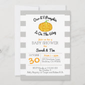 Little Pumpkin Gray und Orange Baby Shower Einladung (Vorderseite)