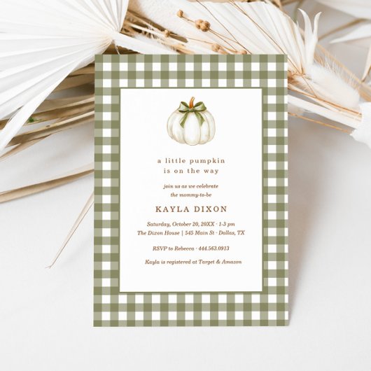 Little Pumpkin Green Gender Neutral Baby Dusche Einladung
