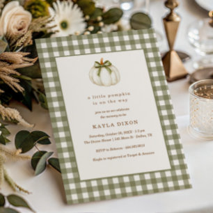 Little Pumpkin Green Gender Neutral Baby Dusche Einladung