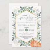 Little Pumpkin Greenerenery Fall Baby Shower Einladung (Vorne/Hinten)
