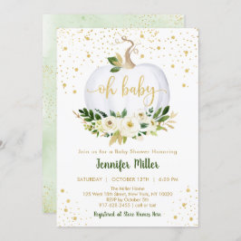 Little Pumpkin Greenery Gold Baby Shower Einladung