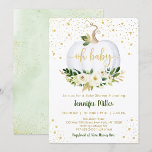 Little Pumpkin Greenery Gold Baby Shower Einladung