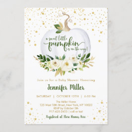Little Pumpkin Greenery Gold Baby Shower Einladung