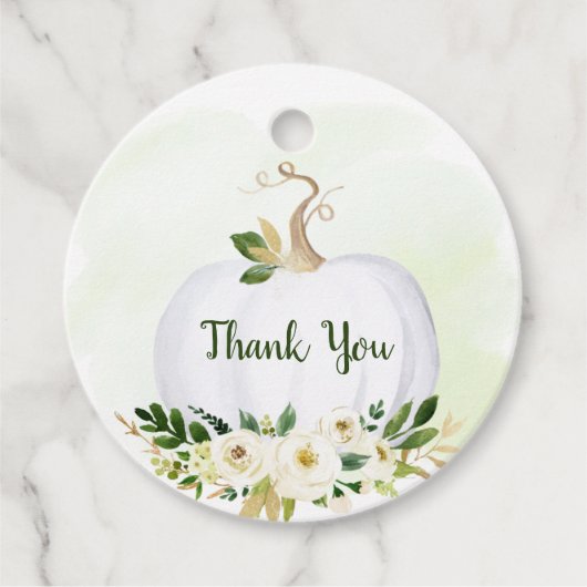 Little Pumpkin Greenery Gold Baby Shower Geschenkanhänger (Vorderseite)