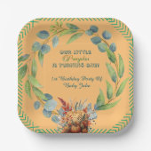 Little Pumpkin Greenery Wreath Fall Pumpkin Peach  Pappteller (Vorderseite)