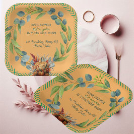 Little Pumpkin Greenery Wreath Fall Pumpkin Peach Pappteller