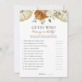 Little Pumpkin Guess Who Baby Shower Game Card Feiertagskarte