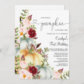 Little Pumpkin Herbst Blumengeburt Einladung (Vorne/Hinten)