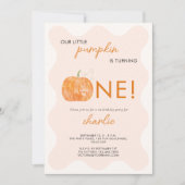 Little Pumpkin Herbst Erster Geburtstag Einladung (Vorderseite)