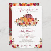 Little Pumpkin Herbst Floral Fall Baby Dusche Einladung (Vorne/Hinten)