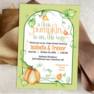 Little Pumpkin Herbst Geschlecht Neutral Baby Dusc Einladung