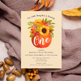 Little Pumpkin Herbst Herbst erster Geburtstag Einladung