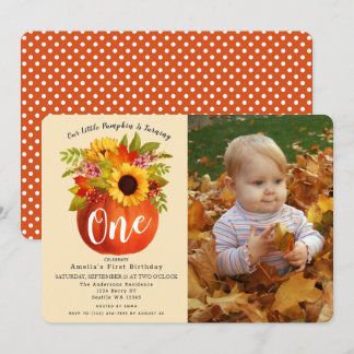 Little Pumpkin Herbst Herbst Erstes Geburtstags-Fo Einladung