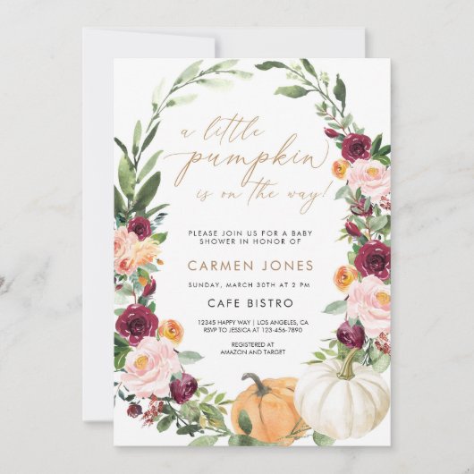 Little Pumpkin Herbst Kinderdusche Einladung (Vorderseite)