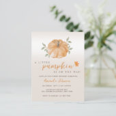 Little Pumpkin Herbst Kinderdusche Einladung Postkarte (Stehend Vorderseite)