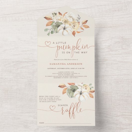 Little Pumpkin Herbst Windel Raffle All In One Einladung (Innen Boden)