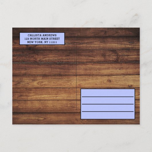 Little Pumpkin Herbstlaubs Blue Wood Baby Dusche Einladungspostkarte (Rückseite)