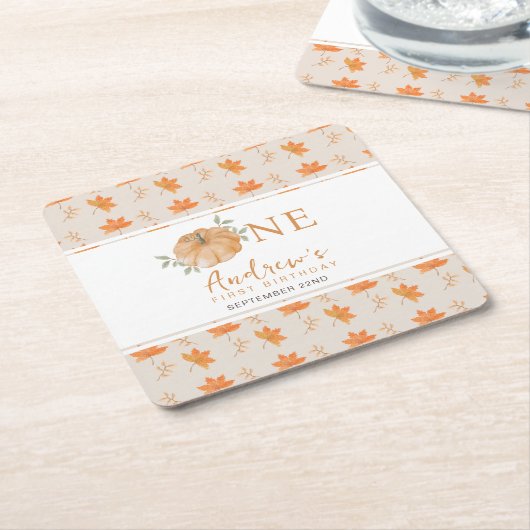 Little Pumpkin Herbstleaf Herbst Erster Geburtstag Rechteckiger Pappuntersetzer (angewinkelt)