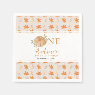 Little Pumpkin Herbstleaf Herbst Erster Geburtstag Serviette