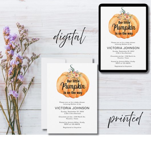 Little Pumpkin is on the way Baby Shower Einladung