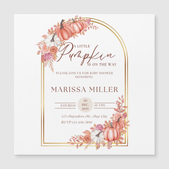 Little Pumpkin Is On the Way Invitation  Magnetkarte (Vorderseite)