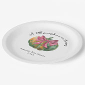 Little Pumpkin ist auf dem Weg Autumn Baby Dusche Pappteller (Schrägansicht)