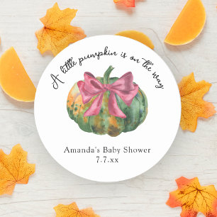 Little Pumpkin ist auf dem Weg Autumn Baby Dusche Runder Aufkleber