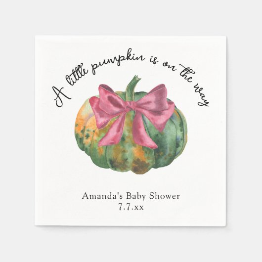 Little Pumpkin ist auf dem Weg Autumn Baby Dusche Serviette (Vorderseite)