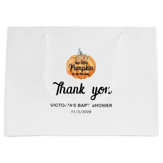 Little Pumpkin ist auf dem Weg Baby Shower Große Geschenktüte (Vorderseite)