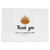 Little Pumpkin ist auf dem Weg Baby Shower Große Geschenktüte (Rückseite)