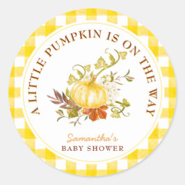 Little Pumpkin ist auf dem Weg Baby Shower Runder Aufkleber