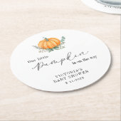 Little Pumpkin ist auf dem Weg Baby Shower Runder Pappuntersetzer (Angewinkelt)