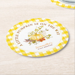 Little Pumpkin ist auf dem Weg Baby Shower Runder Pappuntersetzer