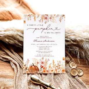 Little Pumpkin ist auf dem Weg Floral Baby Dusche Einladung