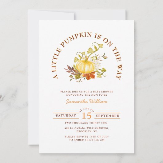 Little Pumpkin ist auf dem Weg Gingham Kariert Einladung (Vorderseite)