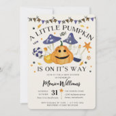 Little Pumpkin ist auf dem Weg Halloween Baby Dusc Einladung (Vorderseite)