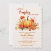 Little Pumpkin ist auf dem Weg Herbst Baby Shower Einladung (Vorderseite)
