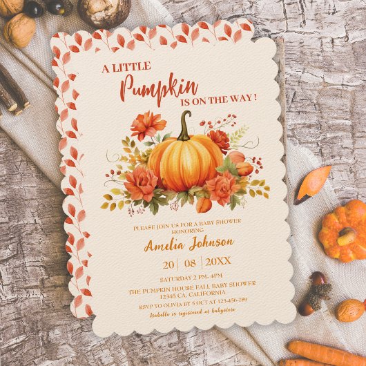 Little Pumpkin ist auf dem Weg Herbst Baby Shower Einladung