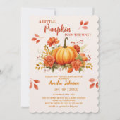 Little Pumpkin ist auf dem Weg Herbst Baby Shower Einladung (Vorderseite)