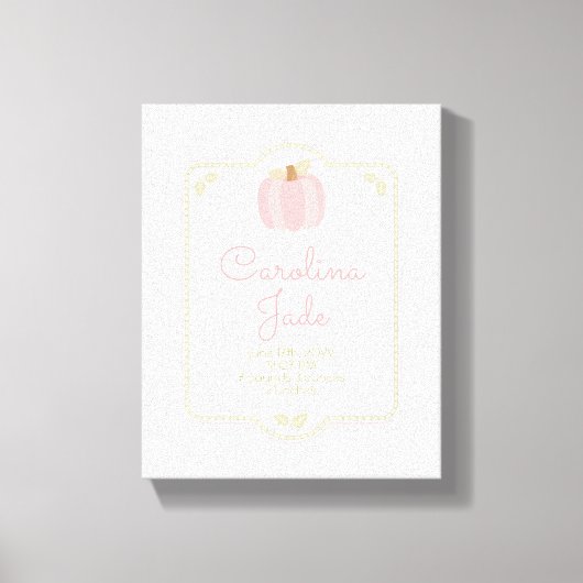 Little Pumpkin Kinderzimmer Baby Statistics Wall A Leinwanddruck (Vorderseite)