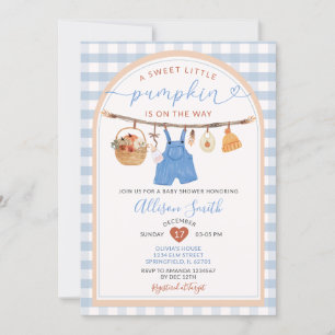Little Pumpkin Kleidung Autumn Gingham Baby Shower Einladung