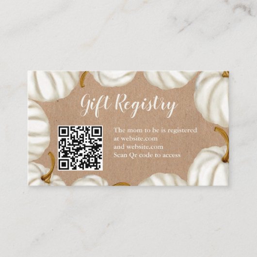 Little pumpkin kraft baby shower registry begleitkarte (Vorderseite)