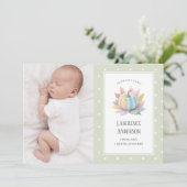 Little Pumpkin Light Sage Green 2 Foto Birth Ankündigung (Stehend Vorderseite)