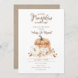 Little Pumpkin Linen & White Pumpkin Baby Dusche Einladung