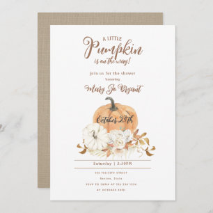 Little Pumpkin Linen & White Pumpkin Baby Dusche Einladung