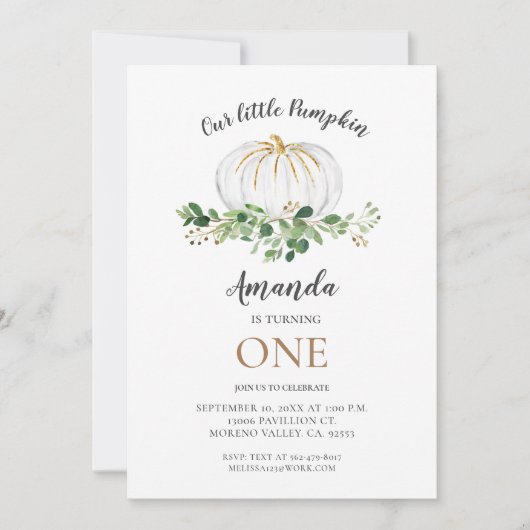 Little Pumpkin macht einen Geburtstag Einladung (Vorderseite)