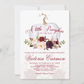 Little Pumpkin Marsala und Blush Baby Dusche Einladung (Vorderseite)